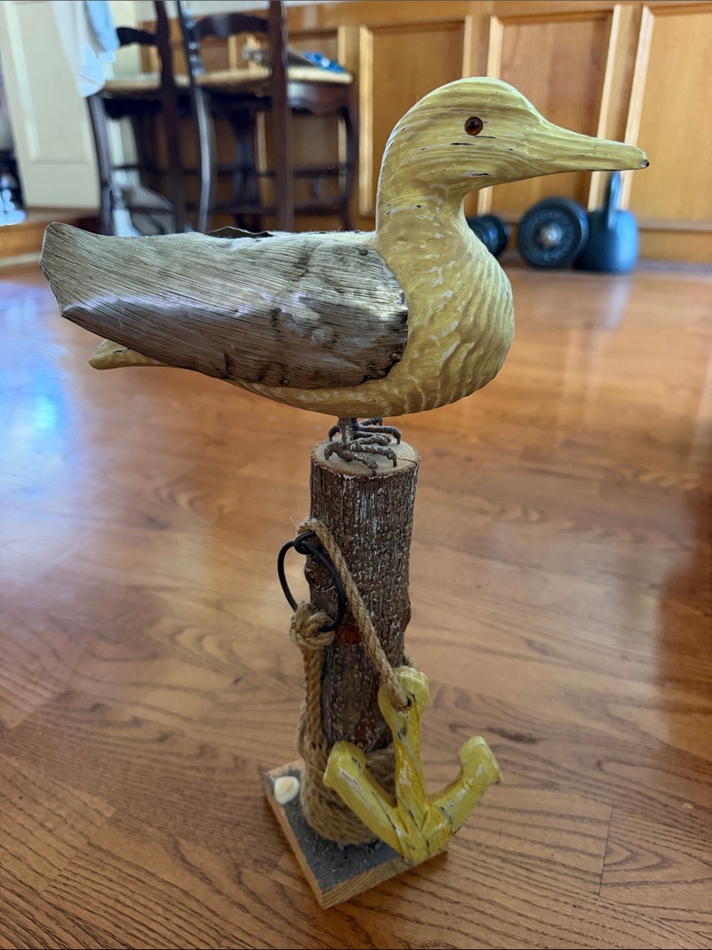Rustic Yellow & Natural Wood Seagull Accent by